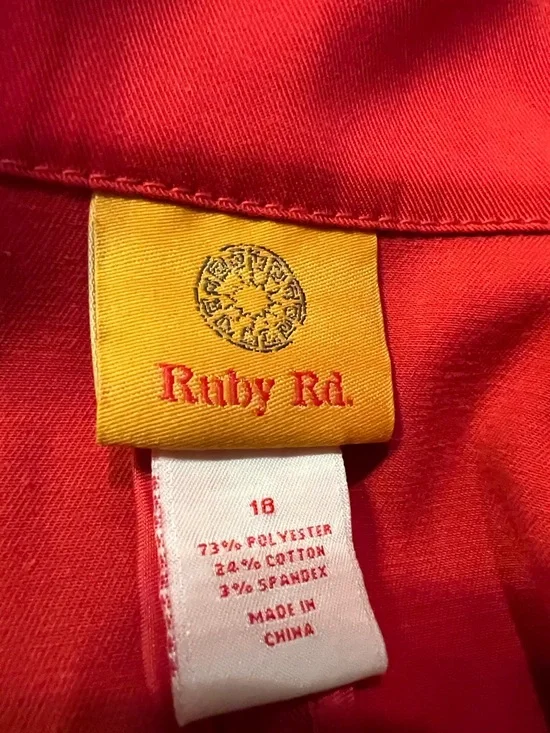Ruby Rd. Vibrant Red Button-Front Utility Jacket - Picture 10 of 10
